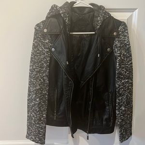 Leather jacket with with hood size large